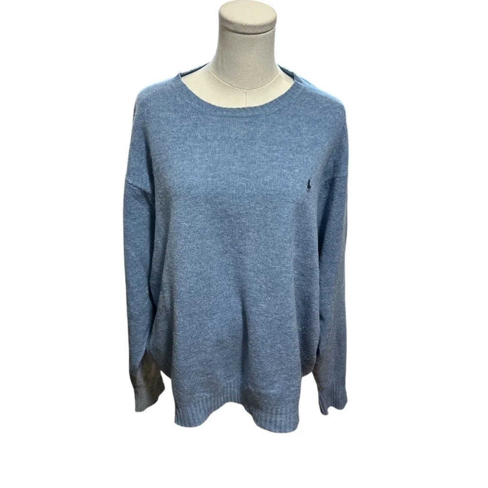 Polo Ralph Lauren Lambswool Sweater XXL Blue Crewneck Classic Pony Logo Men